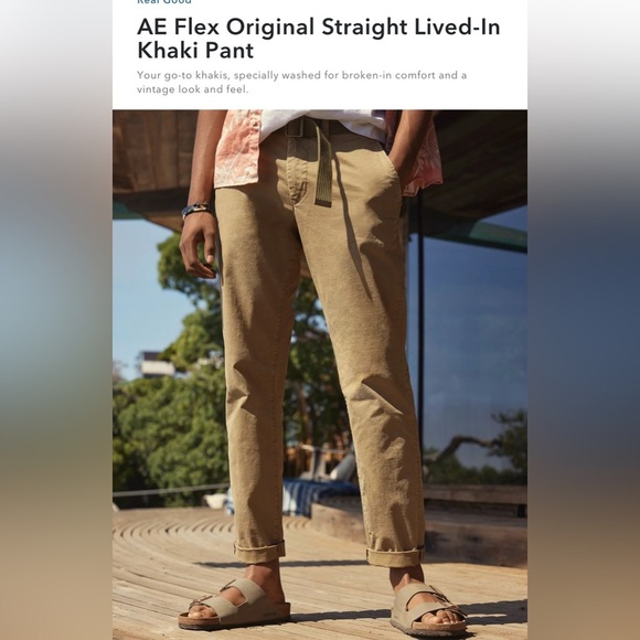 NWOT Men’s American Eagle Original Straight Lived In Khaki Pants - Picture 4 of 4